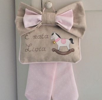 fiocco nascita rosa con cavalluccio
